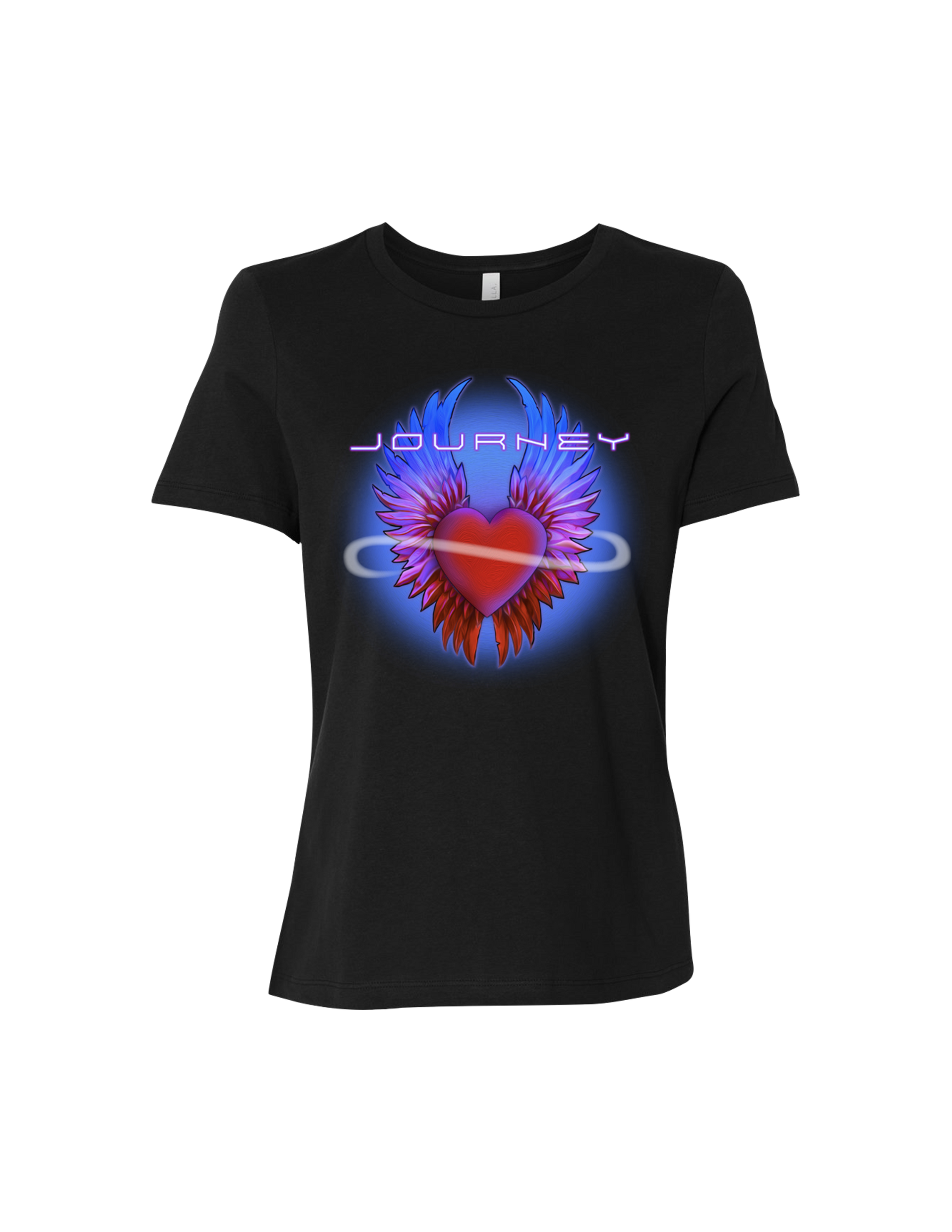 Black Heart Infinity Wings Ladies Tee - Journey Music